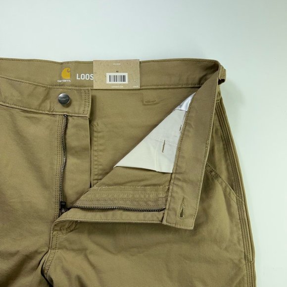 Carhartt Mens Rugged Flex Canvas Work Shorts Brown Loose Fit Stretch 34 New - Picture 4 of 12